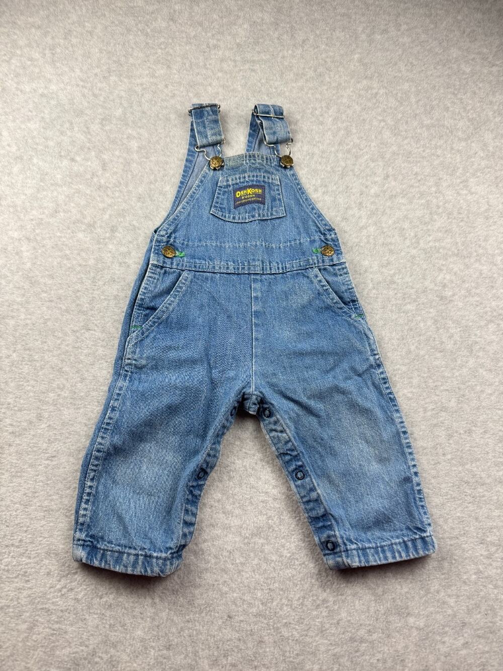 Vintage 90s Oshkosh B' Gosh Vestbak Blue Denim Overalls Infant 18 M USA